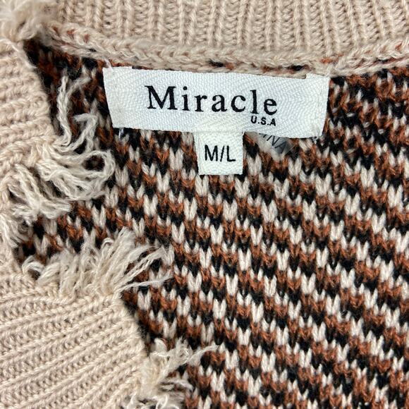 Miracle Oversized Distressed Sweater Cream w/ Brown & Black Leopard Print - Picture 5 of 7